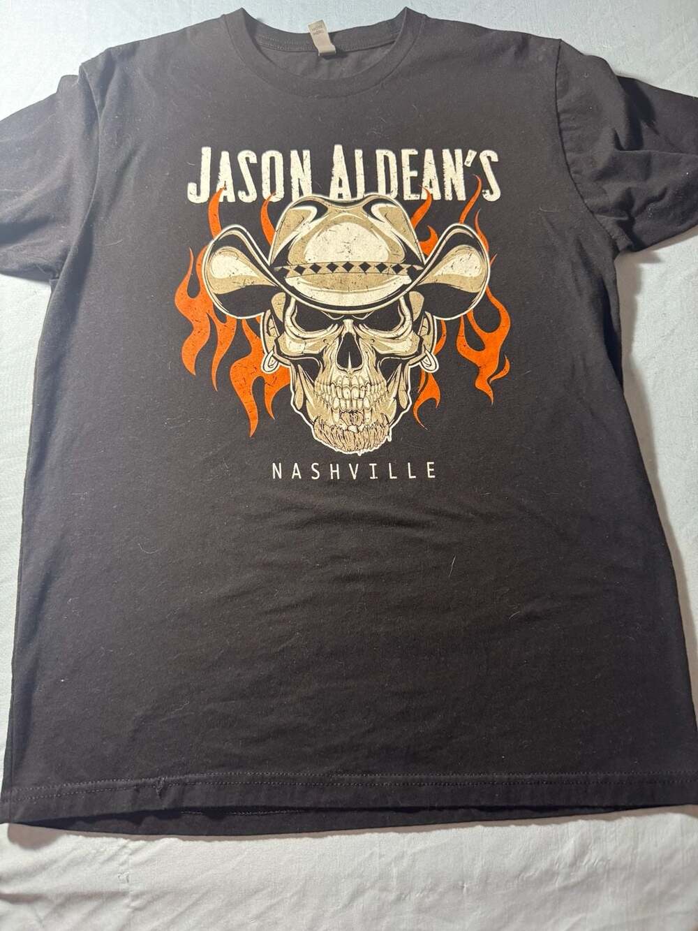 Next Level Black Jason Aldean Burn It Down Dual Side Graphic T-Shirt